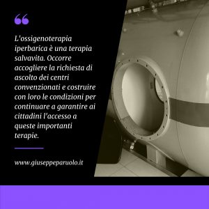 Garantire la fruibilità delle prestazioni di ossigenoterapia iperbarica