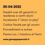 News del 30 aprile 2022